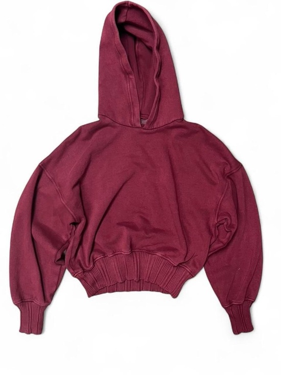 aerie Tops - Women's Cropped Aerie Hoodie in Burgundy
